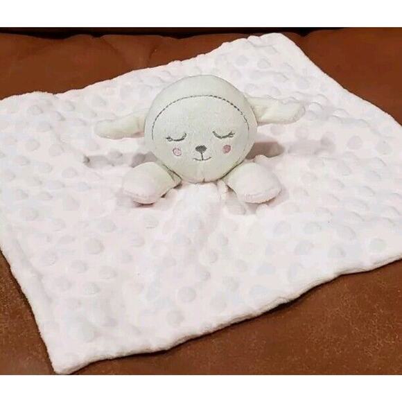 Kidgets Pink Lamb Minky Dot Security Baby Blanket Lovie Cuddly Lovey Plush Sheep - Picture 1 of 7